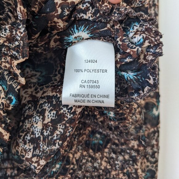 Rachel Roy Blouse Size XS Extra Small 2 Brown Floral Print - Picture 8 of 9